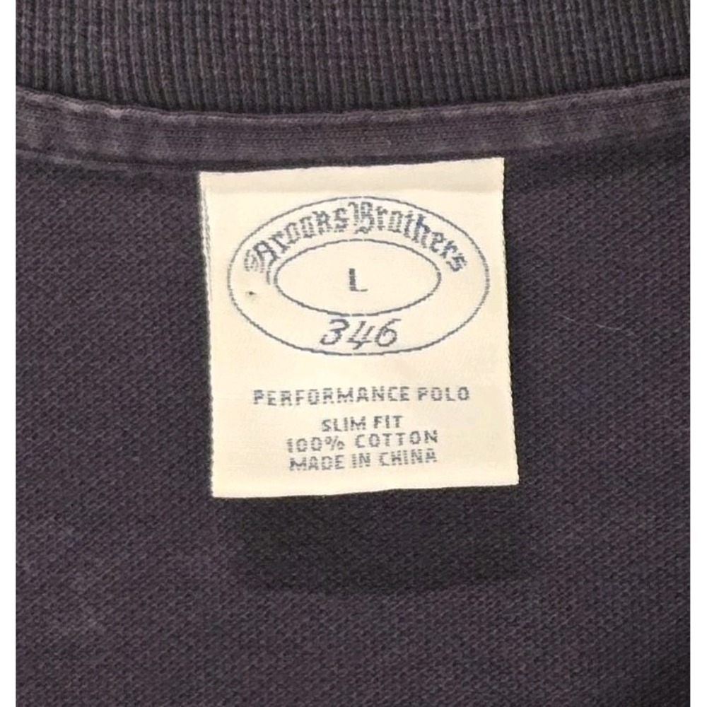 Men's Brooks Brothers Navy Blue Gold Logo Slim Fit Polo Shirt Size Large - Picture 3 of 7